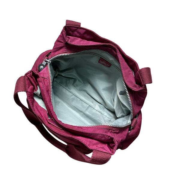 Kipling Felix Large Handbag Bag Polyamide HB7678 Red Burgundy - Picture 8 of 14